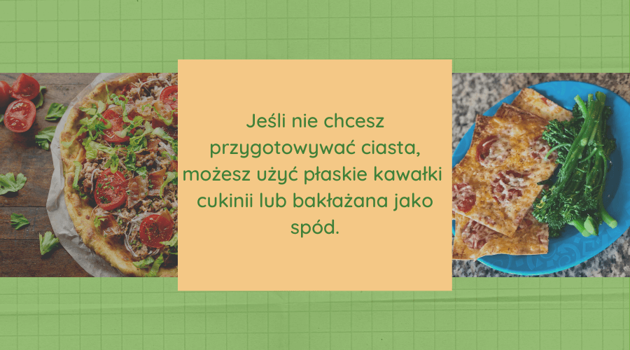 jeśli nie chcesz przygotowywać ciasta, możesz użyć płaskie kawałki cukinii lub bakłażana jako spód